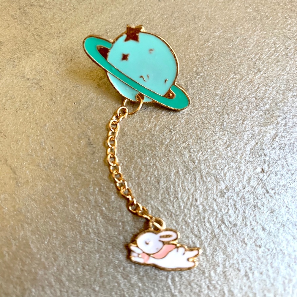 Saturn Bunny Enamel Pin Brooch🪐🐰